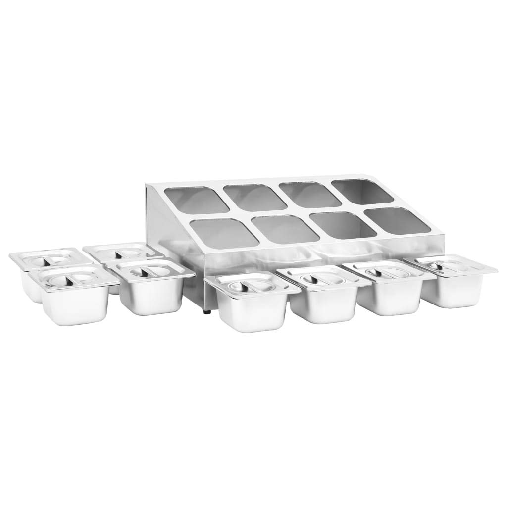 Home & Garden Item-Gastronorm - Contenedor con 8 sartenes GN 1/6 de acero inoxidable