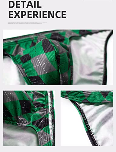 Men's Checkered Low Rise Ice Silk Briefs Quick Drying Bikini Gay Underwear4