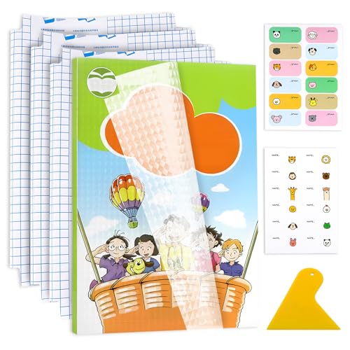 10 Piezas A4 Cubierta Libro Transparente, Shyllin Forro para Libros Escolares con 24 Pegatinas, Forro Libros Adhesivo Transparente, úTiles Escolares, Autoadhesivo, Adecuado para Estudiantes