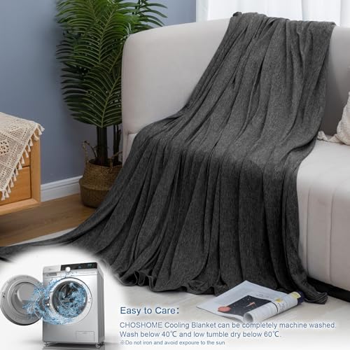 Image of CHOSHOME Cooling Blanket for Hot Sleepers Lightweight Summer Cold Thin Blankets for Sleeping, Hot Flashes Night Sweats, Soft Blanket for Bed, Twin XL Size, Black