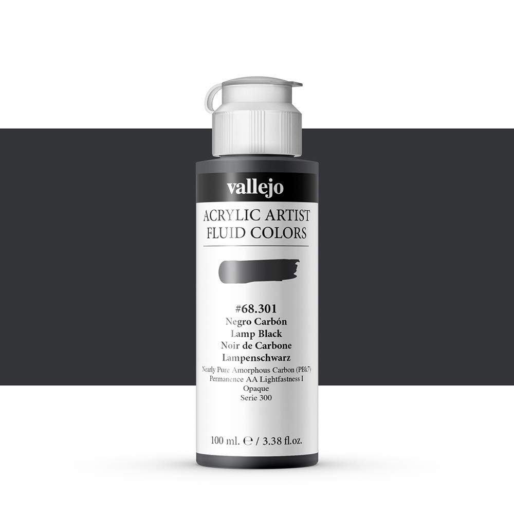 Vallejo Acrylic Fluid Color 68301 Lamp Black (100ml)