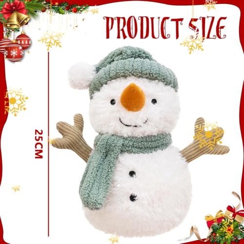 Weihnachten Kuscheltier Schneemann,25cm Weihnachten Schneemann Weiches Fell Plüsch, Plüschtier Christmas Plüschpuppe Dekoration Stofftier Plüsch Figuren Spielzeug für Kinder Mädchen Jungen (C)