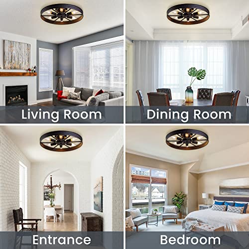 Flordeer Industrial Ceiling Light Fixture Flush Mount Farmhouse Ceiling Lamp Black Rustic Chandelier Vintage Pendant Lighting 6-Light E12 Kitchen Lighting. #TOP2