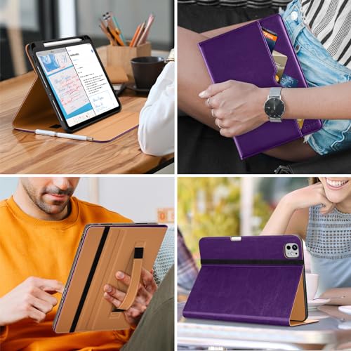 DTTO for iPad Pro 11 inch Case (M5/M4) 2025/2024, Premium Leather Business Folio Stand Cover with Pencil Holder - Auto Wake/Sleep and Multiple Viewing Angles, Dark Purple by DTTO - Used condition - Image 3