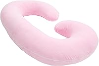 Vista 6 de Funda de almohada de embarazo en forma de C, funda de repuesto de terciopelo transpirable con cremallera para almohada de maternidad, solo funda Gris