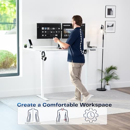 Image of VIVO Electric 71 x 30 in Standing Desk, Memory Height Adjustment, 1B Series, Holds 220 lbs, White Top White Frame, DESK-KIT-1W7W