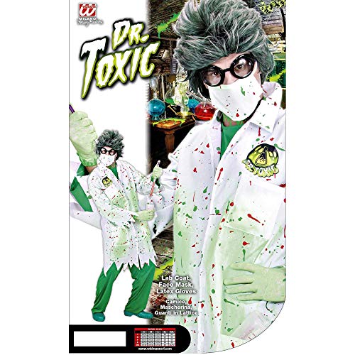 Widmann 98932 Adult Costume Dr. Toxic ? Jacket with Mask and Latex Gloves, Green/White - Image 2