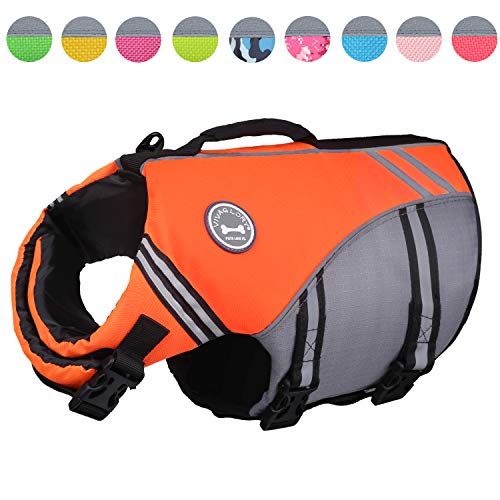 Vivaglory New Sports Style Ripstop Dog Life Jacket with Superior Buoyancy & Rescue