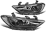 Auto Dynasty Pair of Black Housing Clear Corner Projector Headlight Assembly HeadLamps Compatible with Elantra 17-18