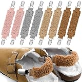 Ramede 4 Pairs Fuzzy Elastic Shoe Straps for Mules and Clogs Fluffy Adjustable Back Straps Anti-Loose Shoe Heel Belts for Plush Fluffy Slippers Footbed Cork Platform Suede Leather Mules
