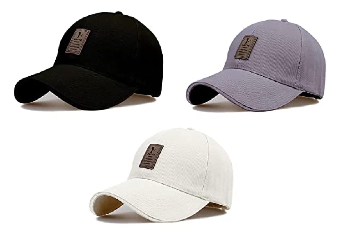 SELLORIA Brand A Soft Cotton Adjustable Unisex Cap Quick Drying Sun Hat Protection for Men and Women (Freesize) Multicolour Pack of 3