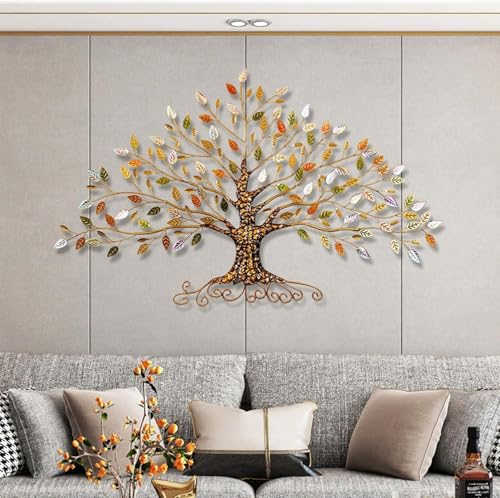 Arbre de Vie en métal haut de gamme avec feuilles or et cristal 77cm
