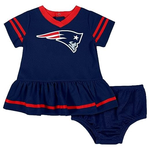 NFL New England Patriots Team Jersey Dress and Diaper Cover, Blue/red New England Patriots, 6-12 Months (138872160PTS612-417)