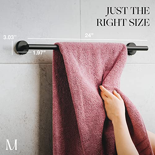 Marmolux Acc - Matte Black Towel Bar - 24 Inch Bathroom Towel Holder - Heavy Duty Stainless Steel Sus 304 Bar - Wall Mounted Towel Rack Storage Set - Ideal For Bathroom & Kitchen. #TOP2