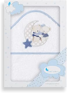 Interbaby 01145-11 Baby Kapuzenbadetuch OSITO AMOROSO, weiss e blau, Blau