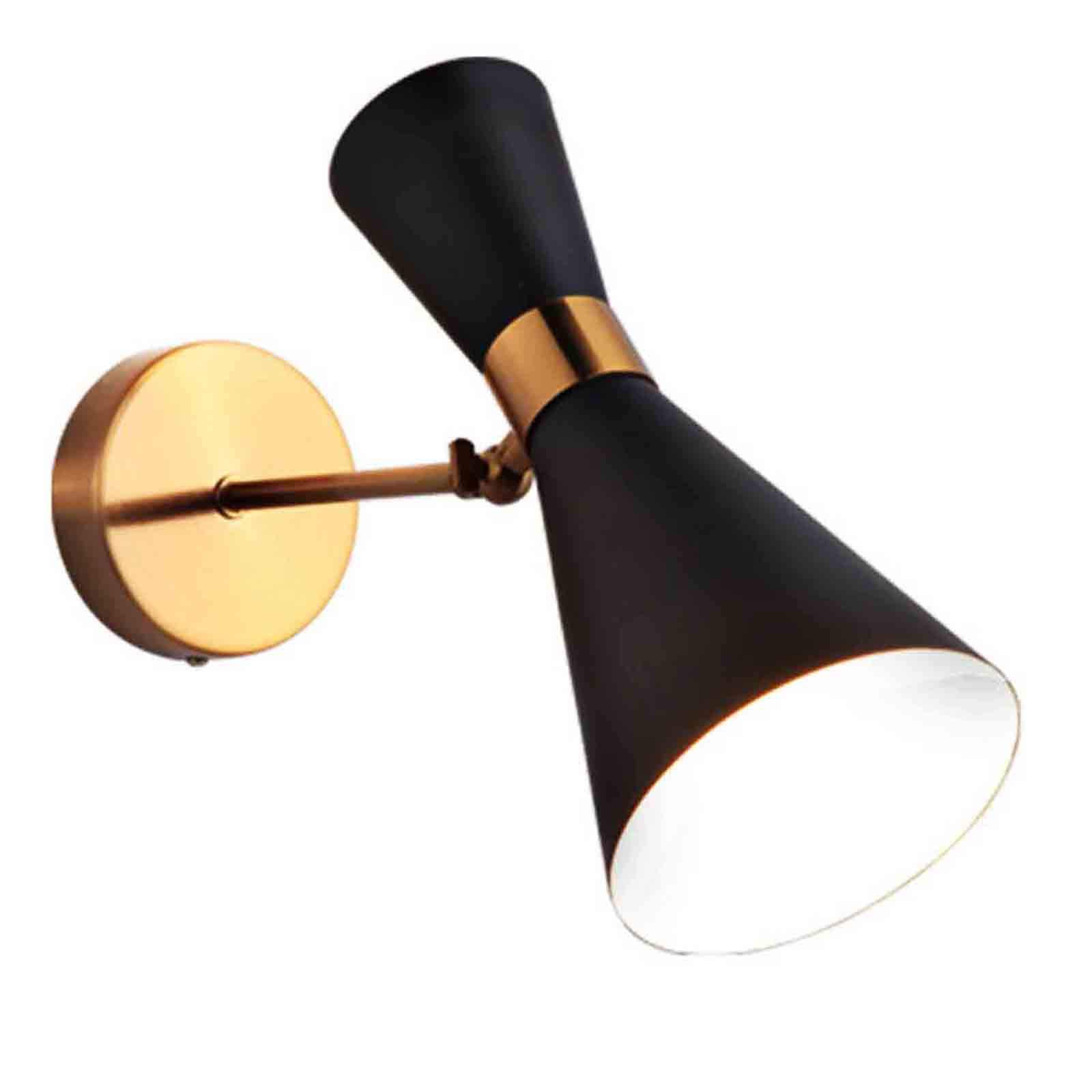 HJXDtech Modern Simple Metal Wall Sconce Light in Brass Finish Angle Adjustable Wall Lamp for Bedside Stairway Porch Aisle (Black)