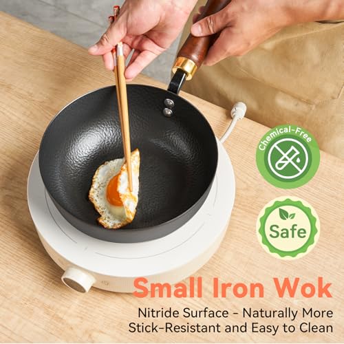 Wok de Hierro Fundido con Mango de Madera 12 pulg miniatura 6