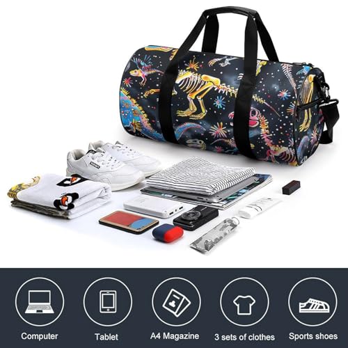 Travel Duffle Bag Black Dinosaur Skeleton Weekender Bags for Women Large Capacity Travel Overnight Bags Foldable Carry On Tote Bags Lightweight Sport Gym Bag For Travel/Gift4