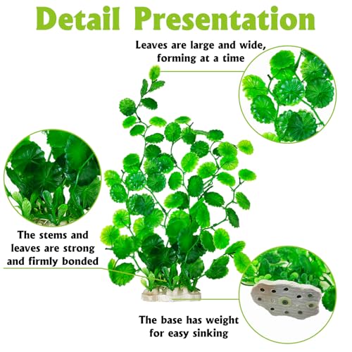 Image of Hamiledyi 2 Pcs Large Aquarium Plants with 2 Pcs Small Artificial Seaweed Plants, 16 Inch High Artificial Plants Decoration, Fish Tank Decor Plastic Plants, Perfect for Aquarium Decor(Green)