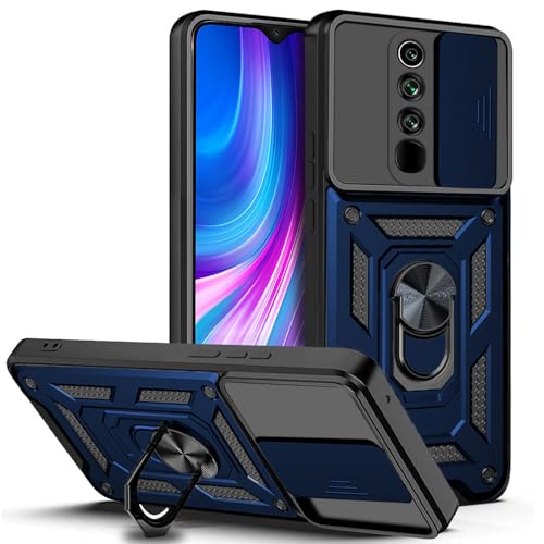 Image of AESTMO Tough Armor Redmi Note 8 Pro Bumper Back Case Cover | Ring Holder & Sliding Camera Shield Cover | 360 Degree Protection Back Case Cover for Redmi Note 8 Pro (Blue)
