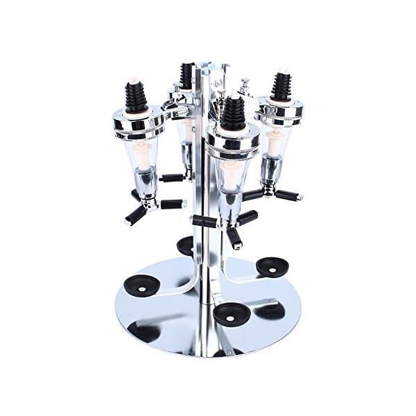 4 Bottle Rotating Stand, Rotating Drinks Dispenser, Bar Drinks Optics Set Revolving Liquor Spirit Dispenser, Premium Aluminium Rotary Design - Image 4