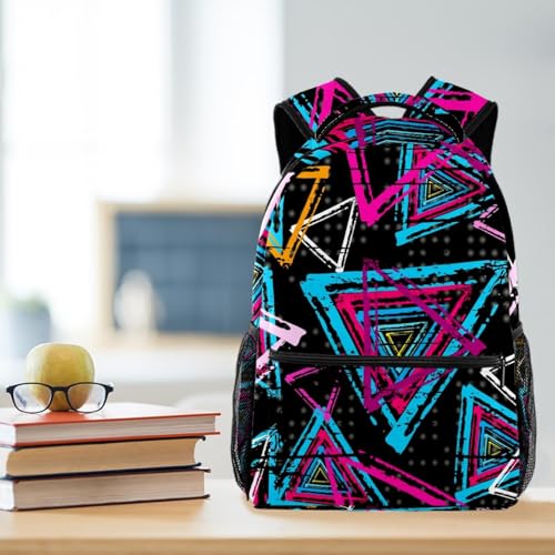 Sac à dos d'école à forme triangulaire colorée au design multicolore original - 5