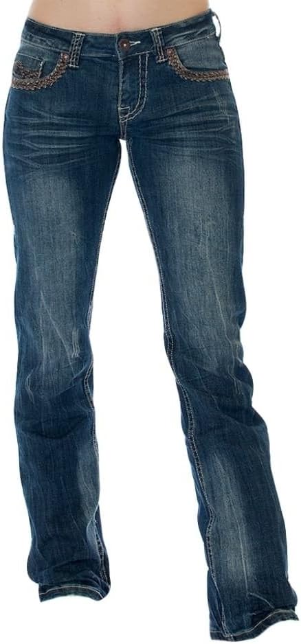 Cowgirl Tuff Western Denim Jeans Womens Wild 31 Reg Medium Wash JWWRAJ