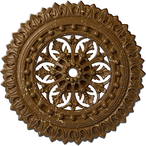 Ekena Millwork CM18SKSTC Sellek Ceiling Medallion, Smokey Topaz Crackle
