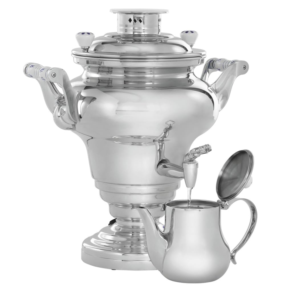 MBH - Samovar de 15L profesional con tetera. Hervidor de agua industrial con asas de cerámica para hosteleria.