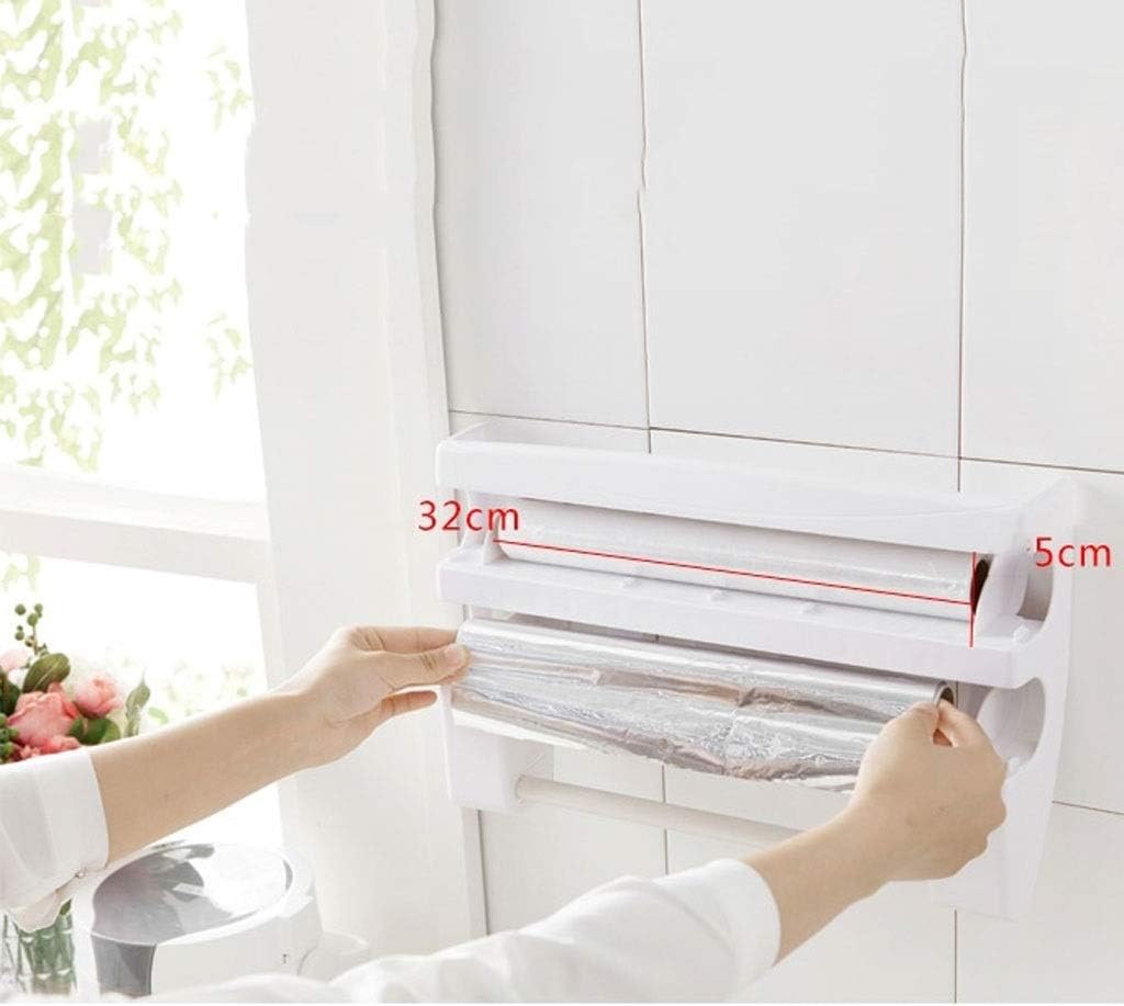Wall-Mounted Kitchen Paper Rack Sauce Bottle Storage Rack Kitchen Storage Box Kitchen Film Dispenser Sauce Paper Roll (3 Pack)