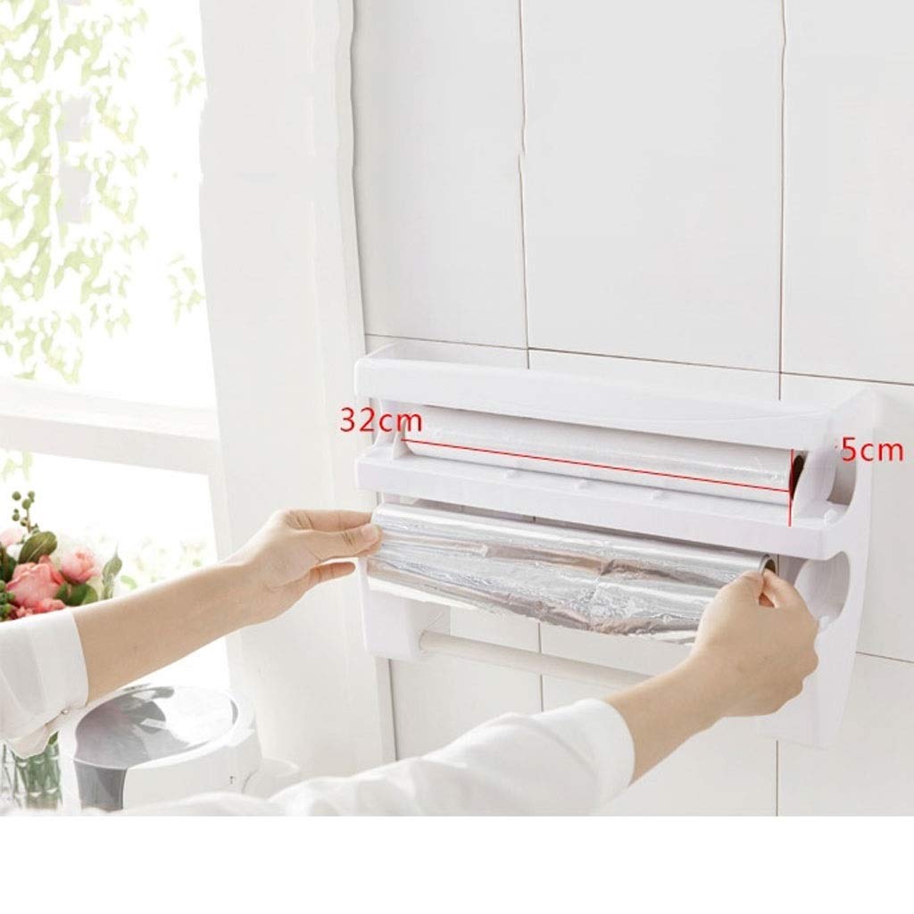 Montado en la Pared de Papel de Cocina en Rack Salsa de Botella de Almacenamiento en Rack de Cocina Caja de Almacenamiento de Cocina de Cine Dispensador de Salsa de Rollo de Papel(1-Pack)