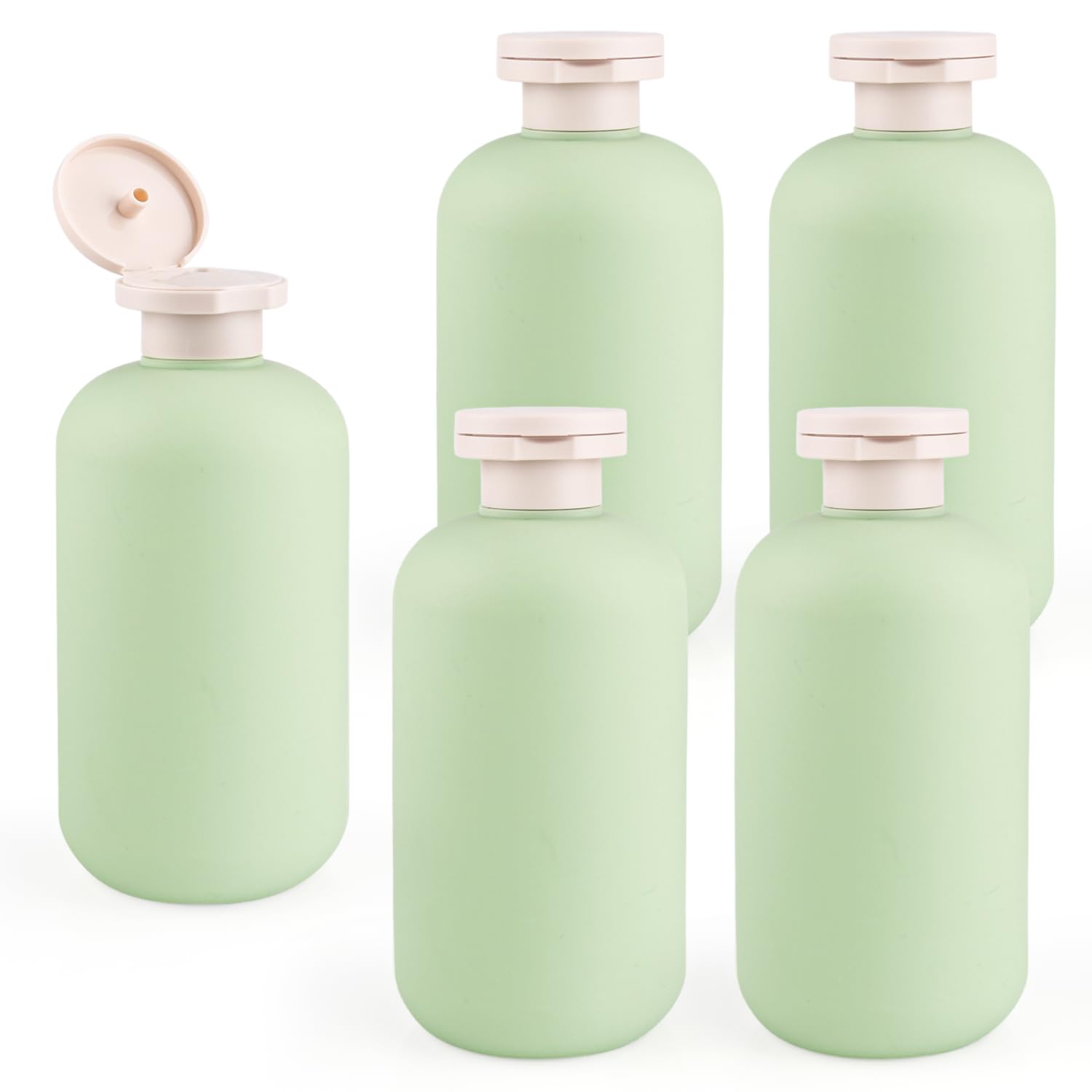 5 Pcs 300ml/10oz Squeeze Bottles Plastic Travel Lotion Bottles Refillable Containers with Flip Cap for Toiletries Creams Lotion Shampoo Conditioner