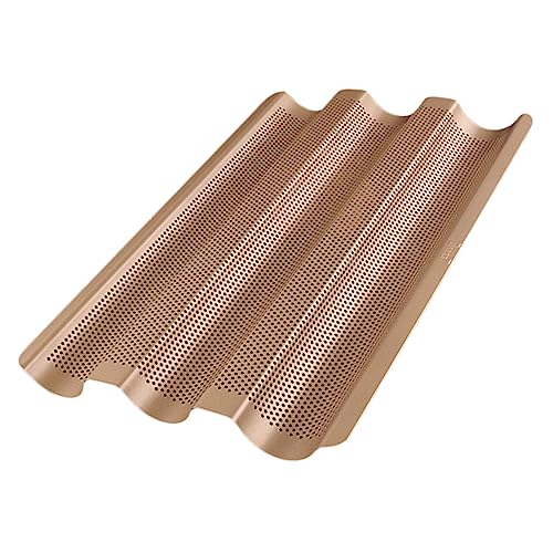 STOBAZA Nonstick French Bread Pan 3-slot Baking Mold Heavy Duty for Baguette Sturdy Bread Loaf Pans Lid