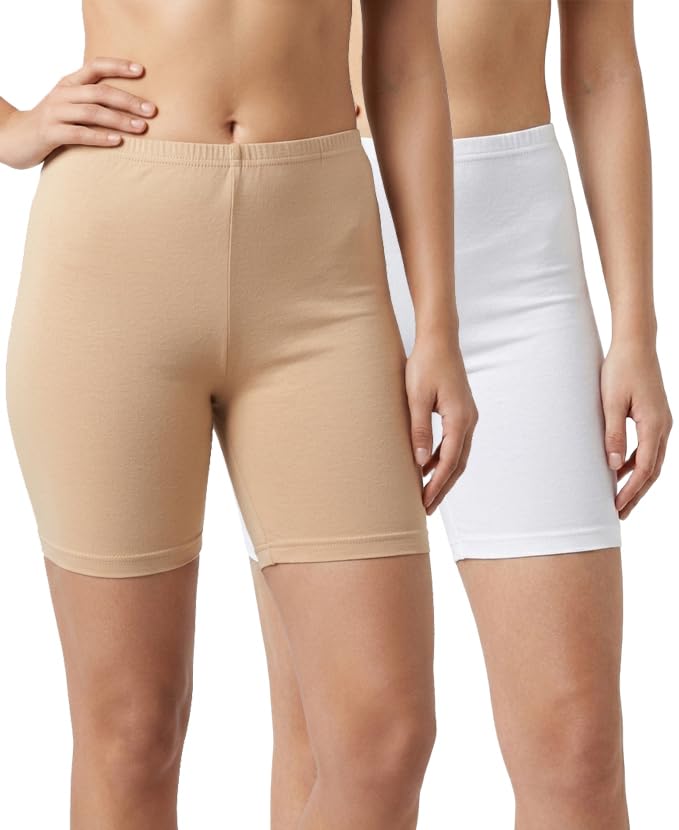 Anti Chafing Inner Slip Shorts for Women | Mid Thigh Cotton Stretchable Boy Shorts Under Dress |Hem Long Leg Panty for Girls Daily Casual Wear-image-43