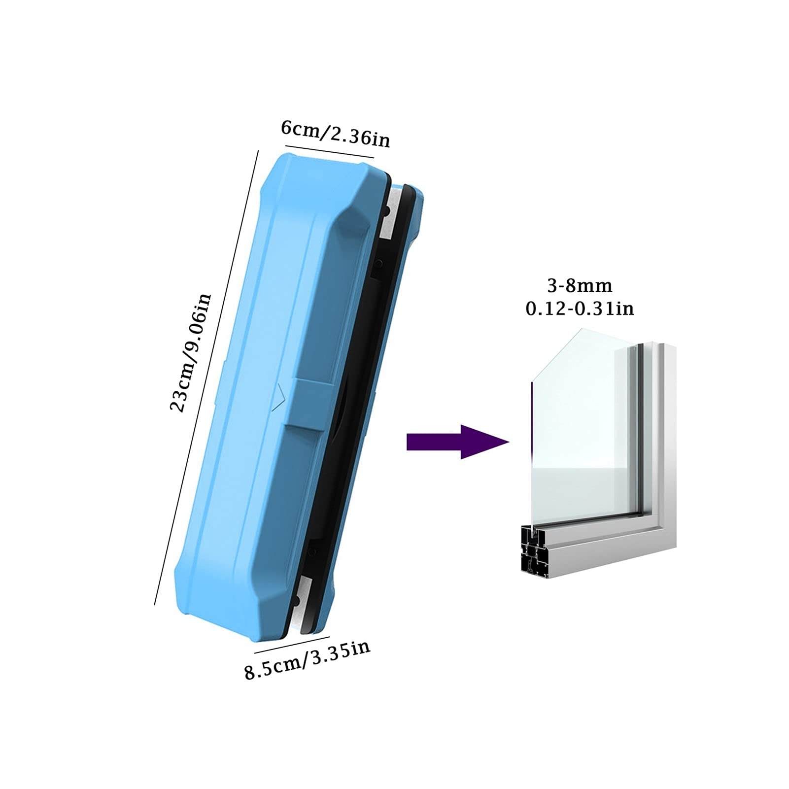 Household Squeegee Double-Sided Glass Window Cleaner with Long Strip Household Cleaning Tools Wiper Useful Surface Brushs Glass Cleaner Multi-Purpose (Color : Double 15 26mm Rot)