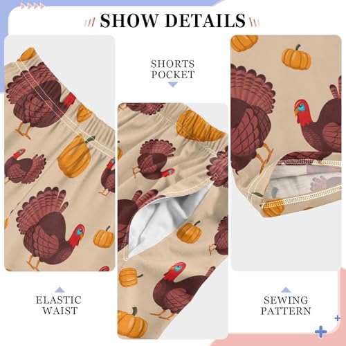 Thanksgiving Day Turkey Pumpkin Boys Long Pants Soft Trousers Elastic Waist Kids Lounge Bottoms with Pockets S-XL4