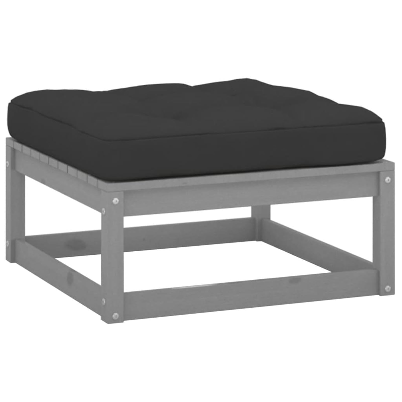 Homgoday Taborety ogrodowe z poduszkami z litego drewna sosnowego Szary Ottoman Garden Taboret Ottomana i podnóżek Stołek Zewnętrzny Szary