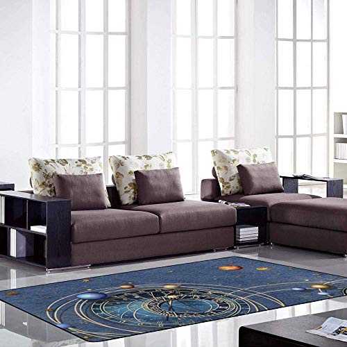 Tapis de sol système solaire et zodiaque Ruchen en velours corail doux pour chambre - 203x147cm
