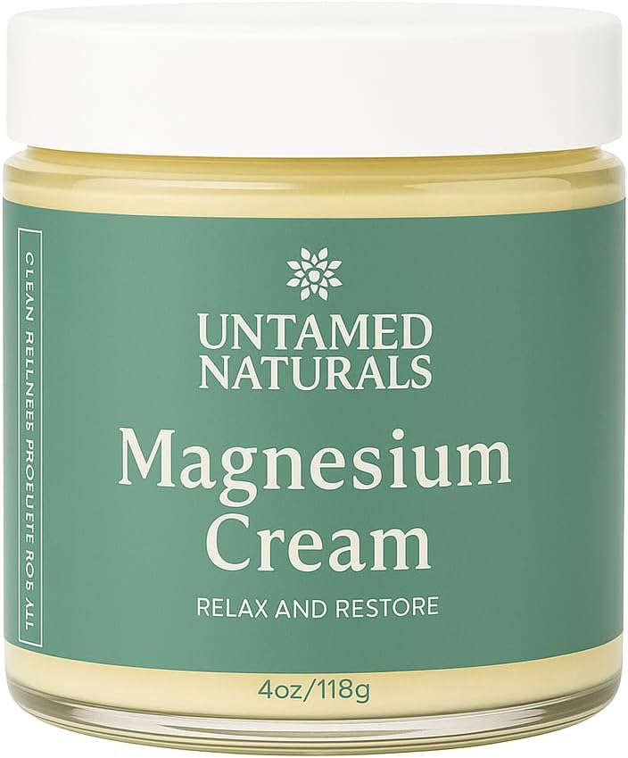 Untamed Naturals Magnesium Cream, Rest, Relaxation, Stress, Muscles, Mint Scent 4oz/118g