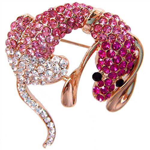 Image of Navachi 18k Gold Plated Crystal Dachshunds Dog Brooch Pin