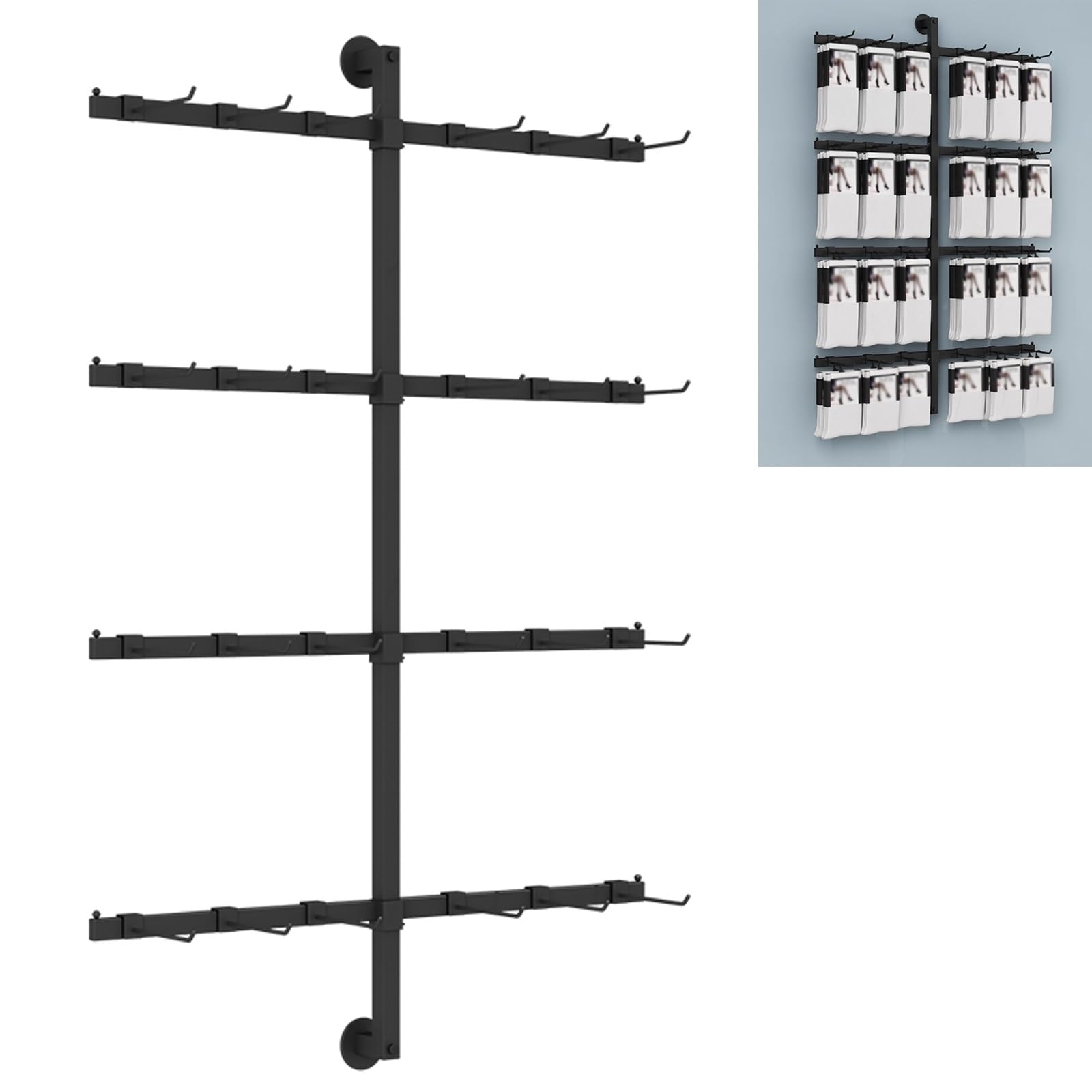 HUXUZYDY Espositore da parete multiuso per cappelli e accessori da calcio, perfetto per la decorazione della casa, colore: nero, 60 x 100 cm, nero