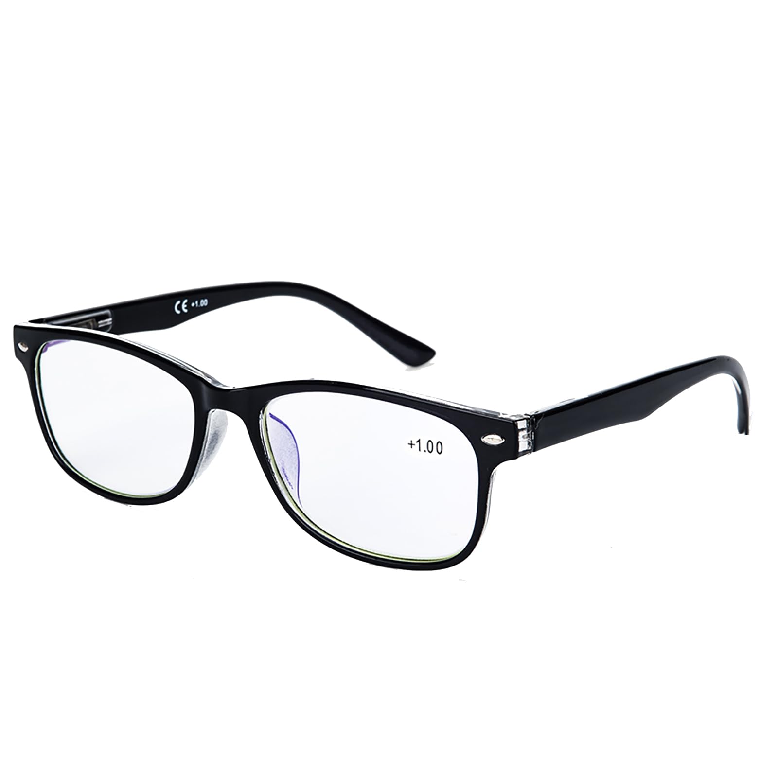 Blue Light Blocking Glasses Reading Glasses for Women Men,Spring Hinge,Anti Eyestrain including 1.0-4.0 diopters,Black,L-L001