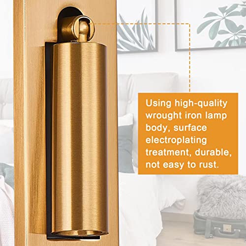 Moon Rural Led Wall Mounted Bedside Reading Light, Adjustable Recessed Headboard Lights With Switch, Wall Sconce For Reading, Hardwired Reading Spotlight For Bedroom（Gold） #TOP4