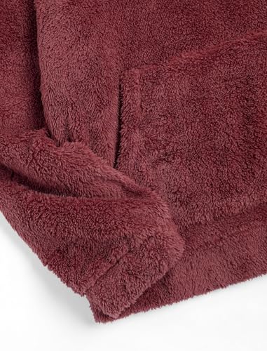 ZAFUL Women's Fuzzy Fleece Pajamas Lounge Sets 2 Piece Pocket Hoodies and Wide Leg Pants Sleepwear Outfits2