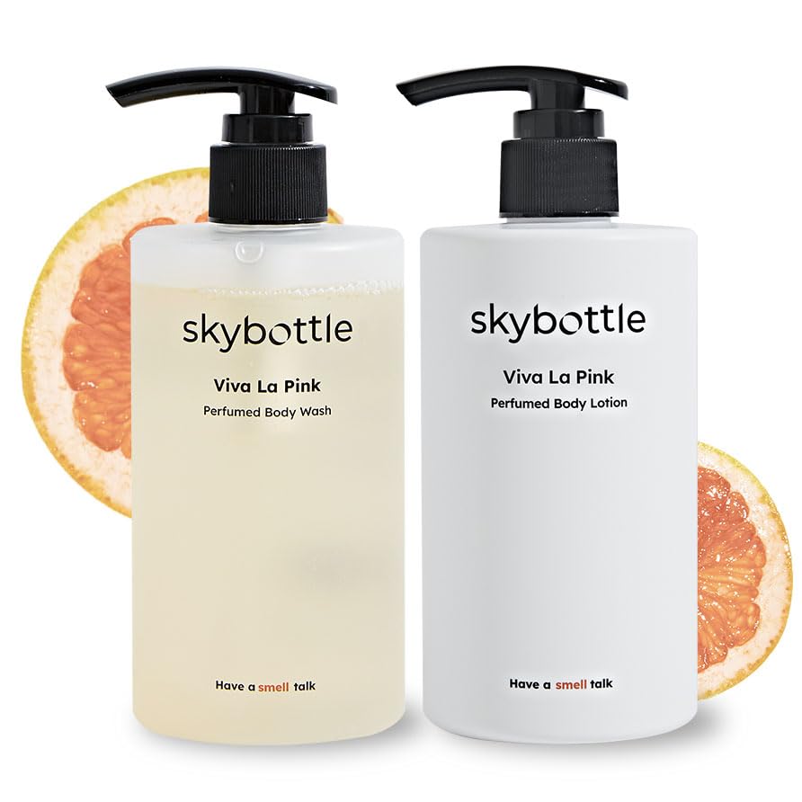 skybottle Daily body care routine combo, Refreshing body wash, shower gel, Moisturizing body lotion for dry skin Perfumed with Grapefruit Citrus Scent, for Women & Men, 10.1Fl.Oz