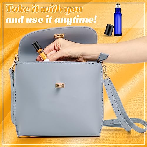 Image of Sumind 150 Pcs Glass Essential Oil Roller Bottles 10 ml, Amber, Blue