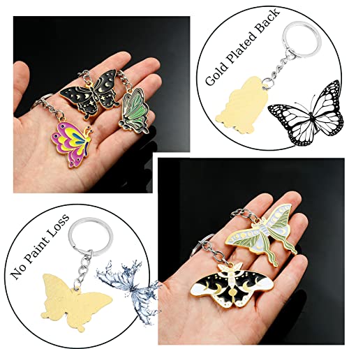 Blaziken Seven Colorful Butterfly Keychain 5Pcs Set For Purse Handbags Women Girl,Gold-Plated Butterfly, Silver Key Ring,Fashion Gifts #TOP2