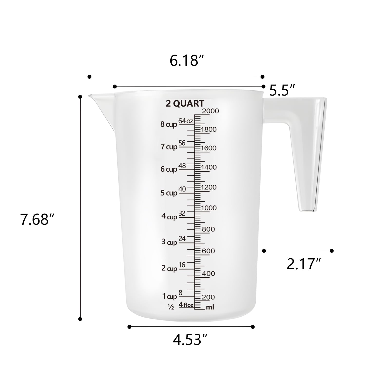 Taza medidora de plástico con asa, taza medidora de productos químicos para piscina, jarra medidora de plástico para mezclar líquidos, verter, cuidado del césped, alimentos para mascotas, aceite de