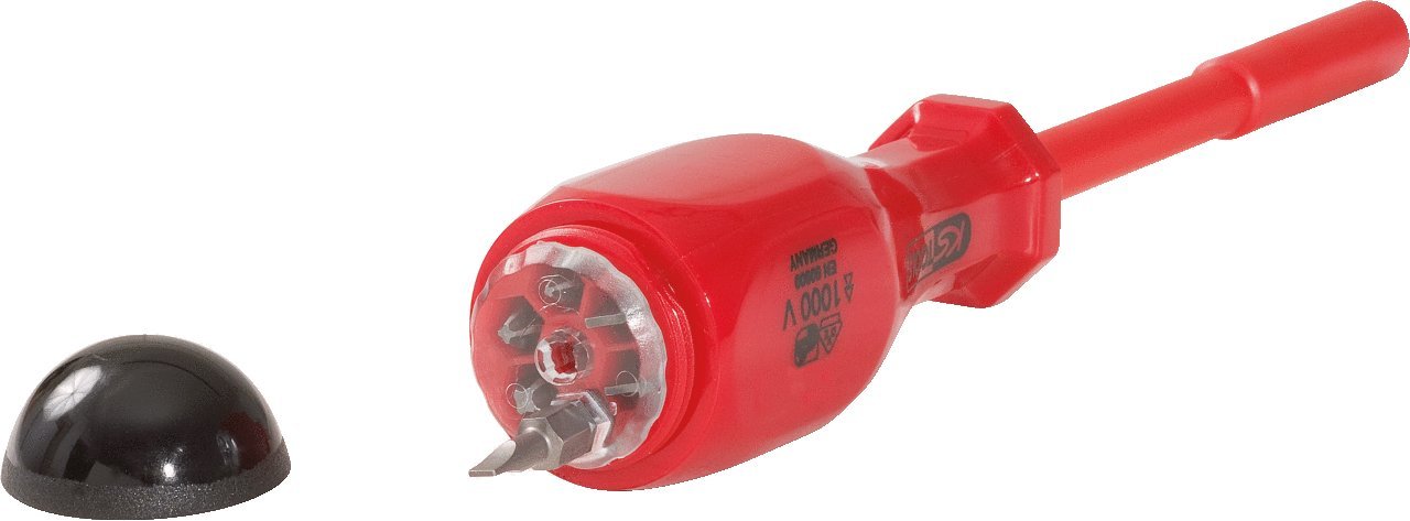 KS Tools 117.1625 Giravite per Inserti Isolato con Magazzino, 230 mm, 1/4"