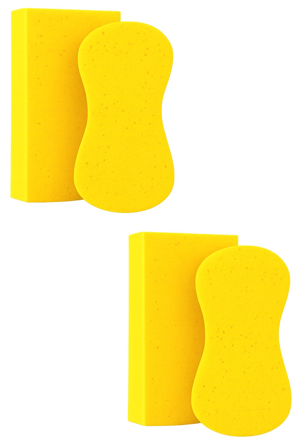 Multi-Purpose Sponges for Cleaning - Yellow 4 Pack, Large Sponges for Car Washing, Tile & Grout, All Purpose Cleaning